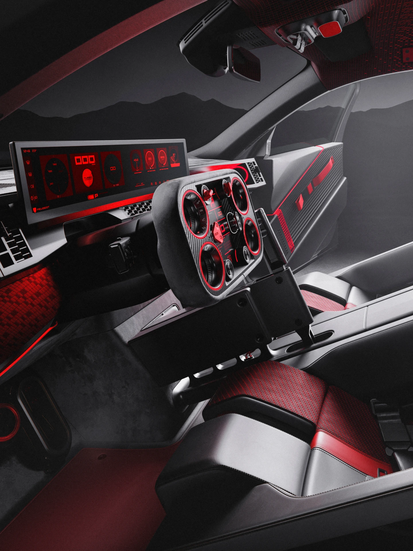 Peugeot E-T16 Concept, next-generation PEUGEOT digital i‑Cockpit® featuring the performance-focused Hypersquare®