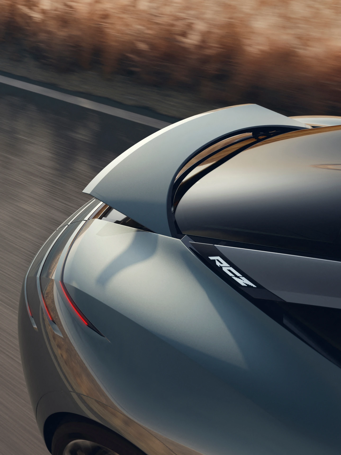 The Peugeot RCZ Vision featuring a deployed active rear spoiler