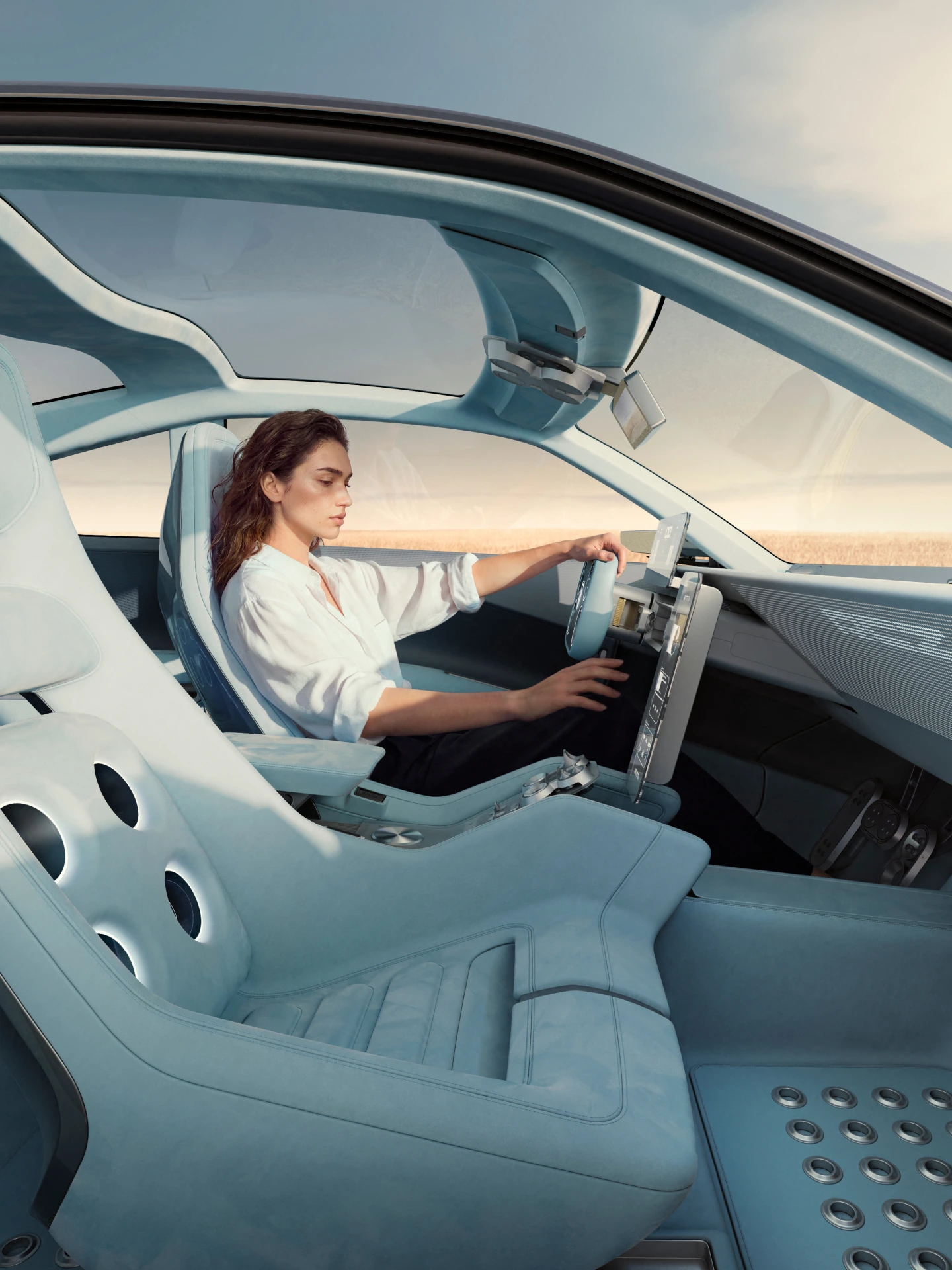 Floating display screens inside the Peugeot RCZ Vision
